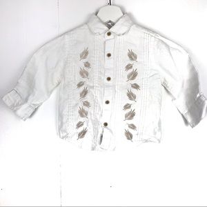 Janie and Jack Button Down Linen Long Sleeve Shirt